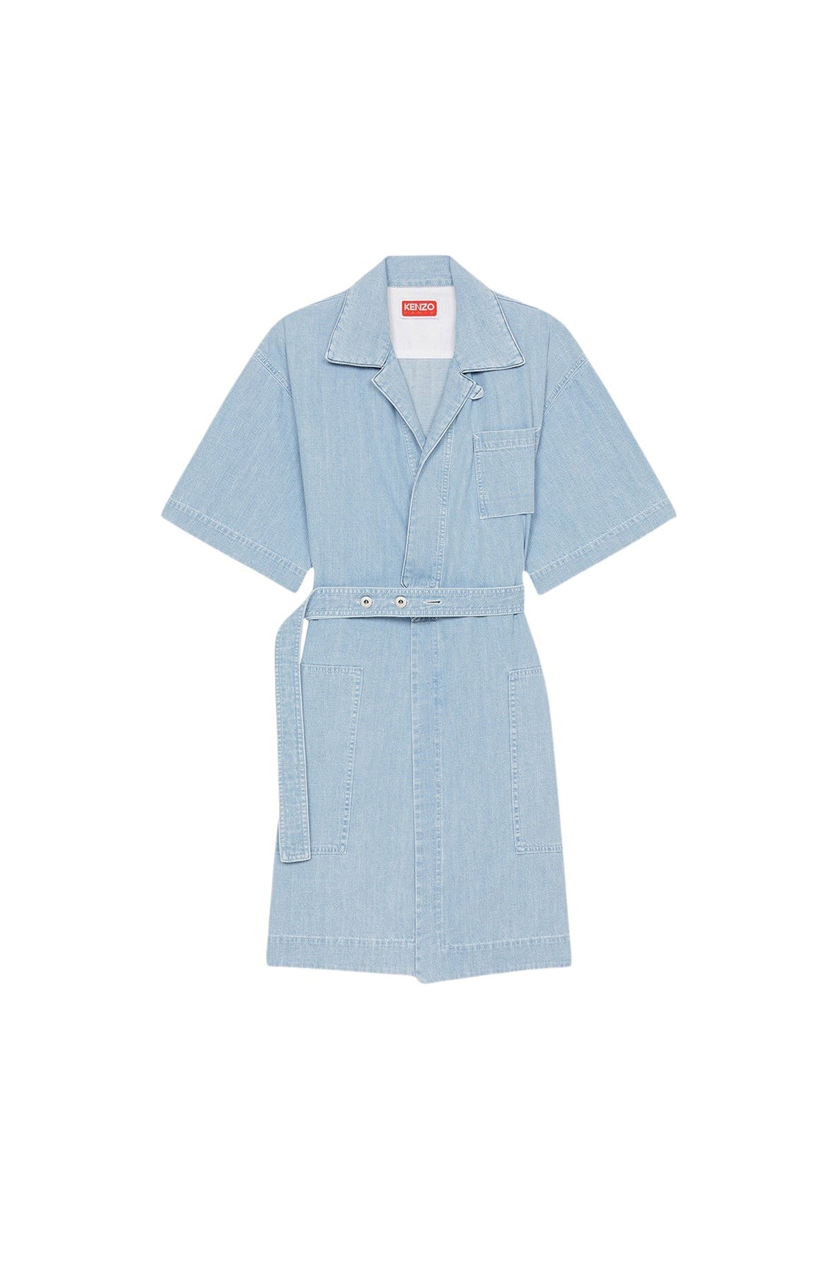 Robe portefeuille en denim - Bleached Blue Denim