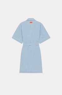 Robe portefeuille en denim - Bleached Blue Denim
