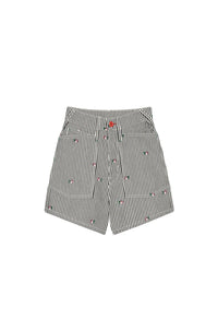 Short denim à rayures - Rinse Blue