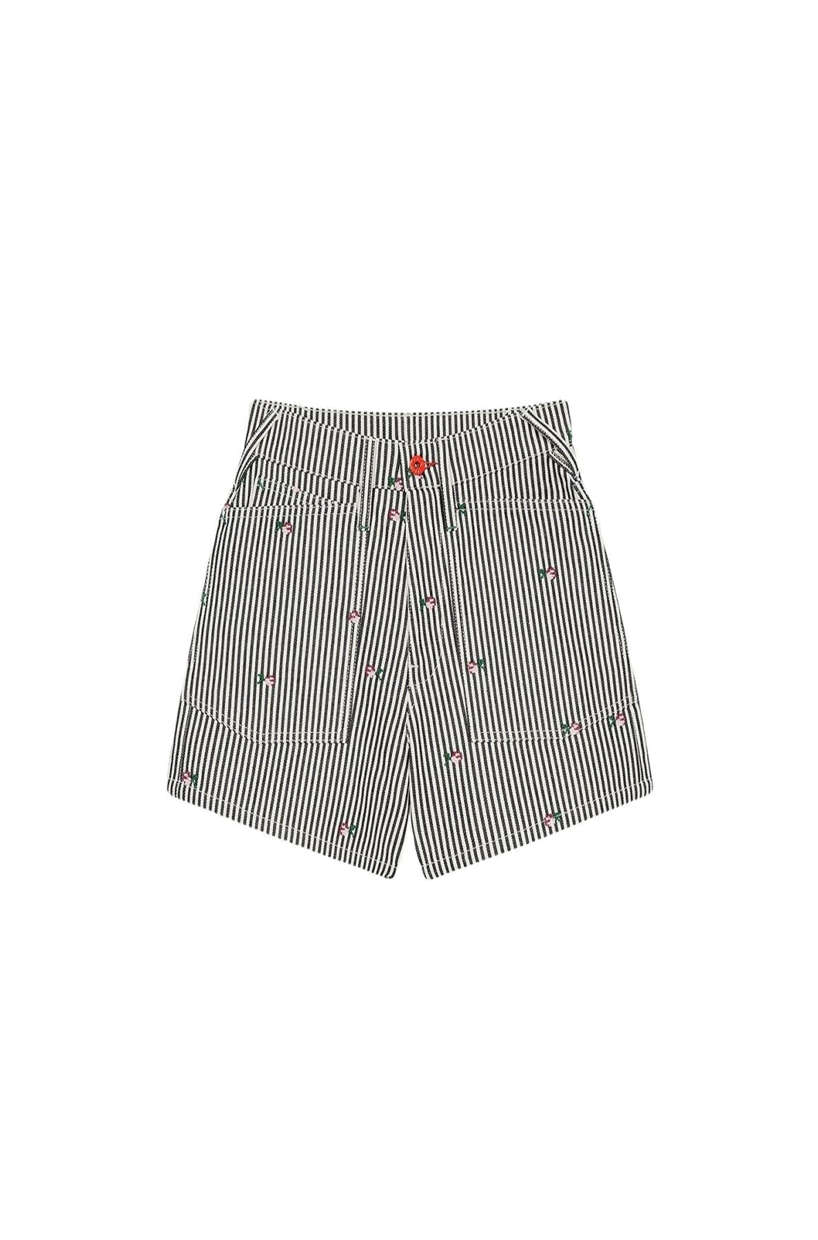 Short denim à rayures - Rinse Blue
