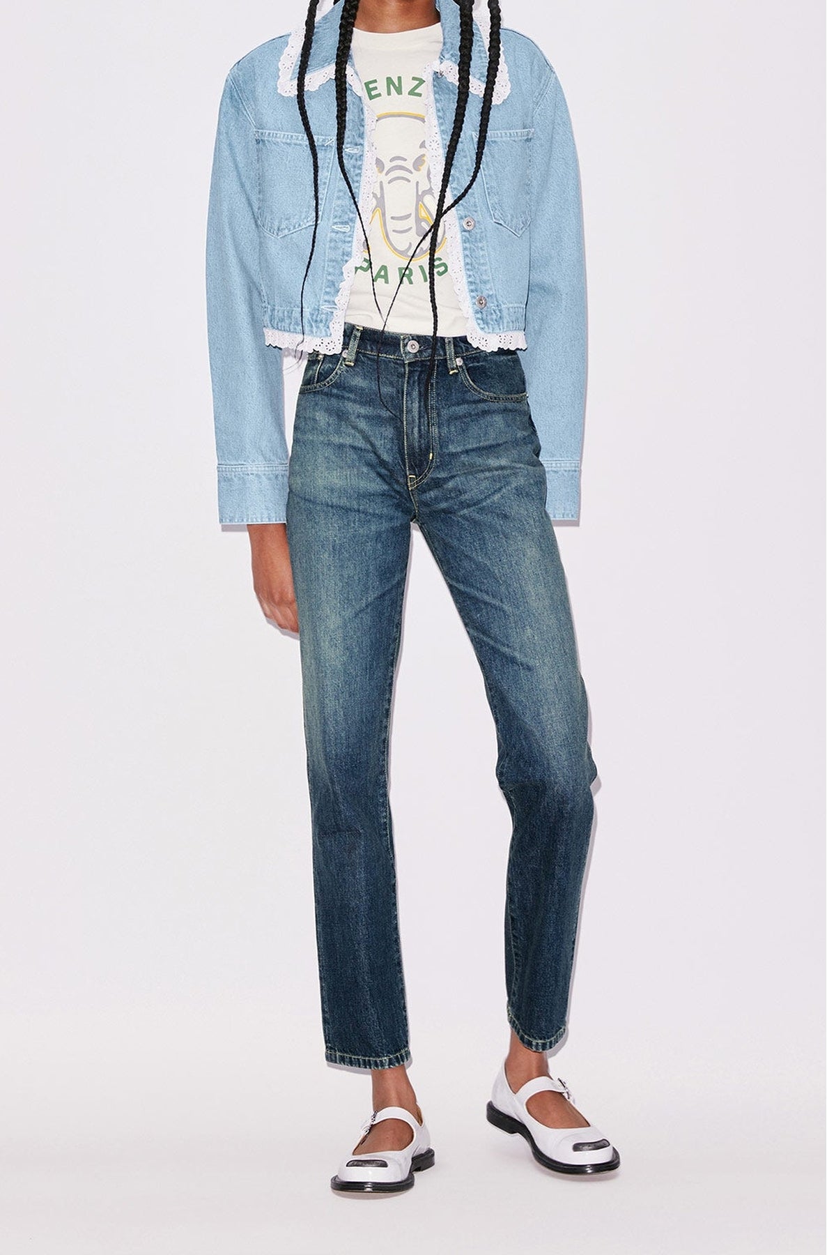 Veste denim cropped - Bleached Blue