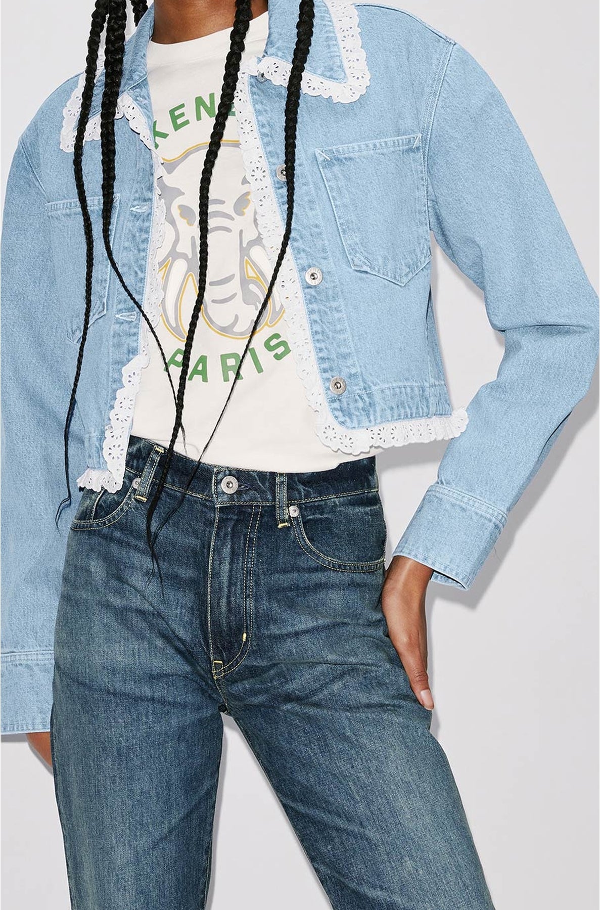Veste denim cropped - Bleached Blue