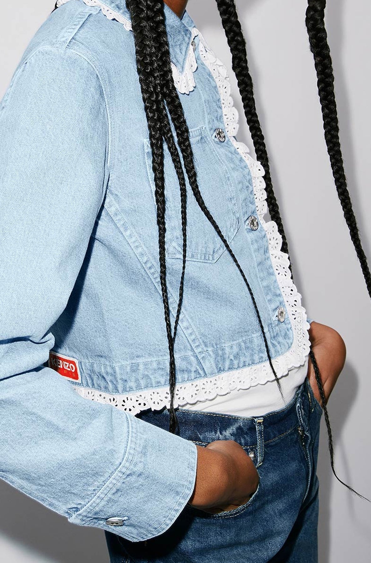 Veste denim cropped - Bleached Blue