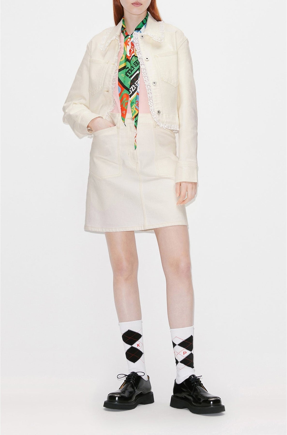 Bleached cropped denim jacket - Bleached White