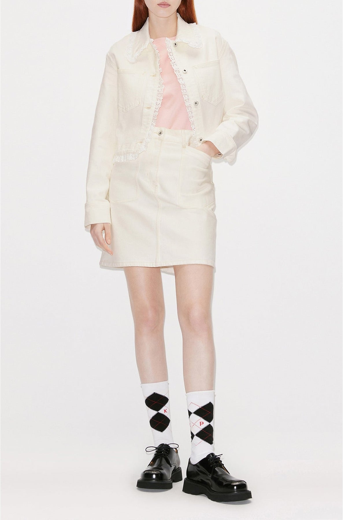 Bleached cropped denim jacket - Bleached White