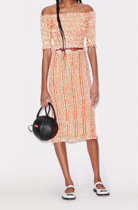 Jupe midi à smocks - Medium Orange