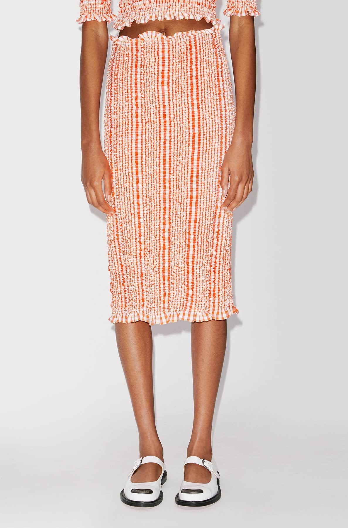 Smocked Midi Skirt