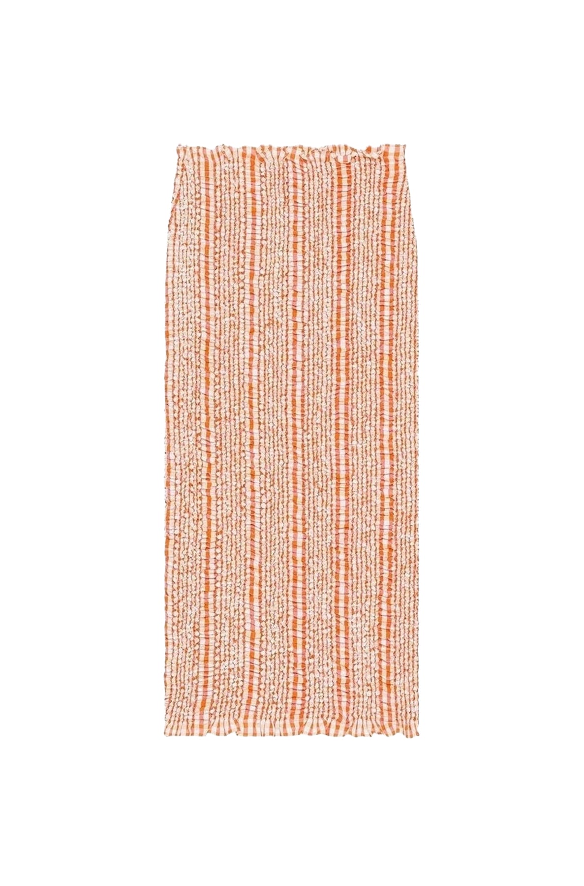 Smocked midi skirt - Medium Orange