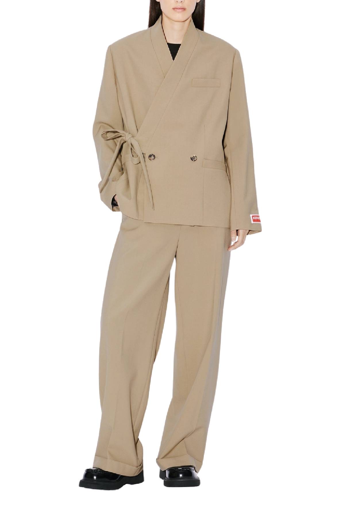 Pantalon de tailleur en laine vierge - Dark Beige