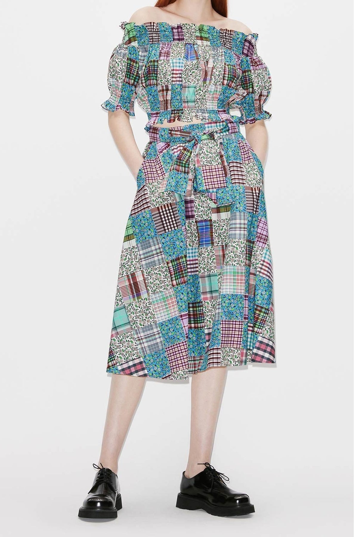 Jupe midi patchwork - Multicolor