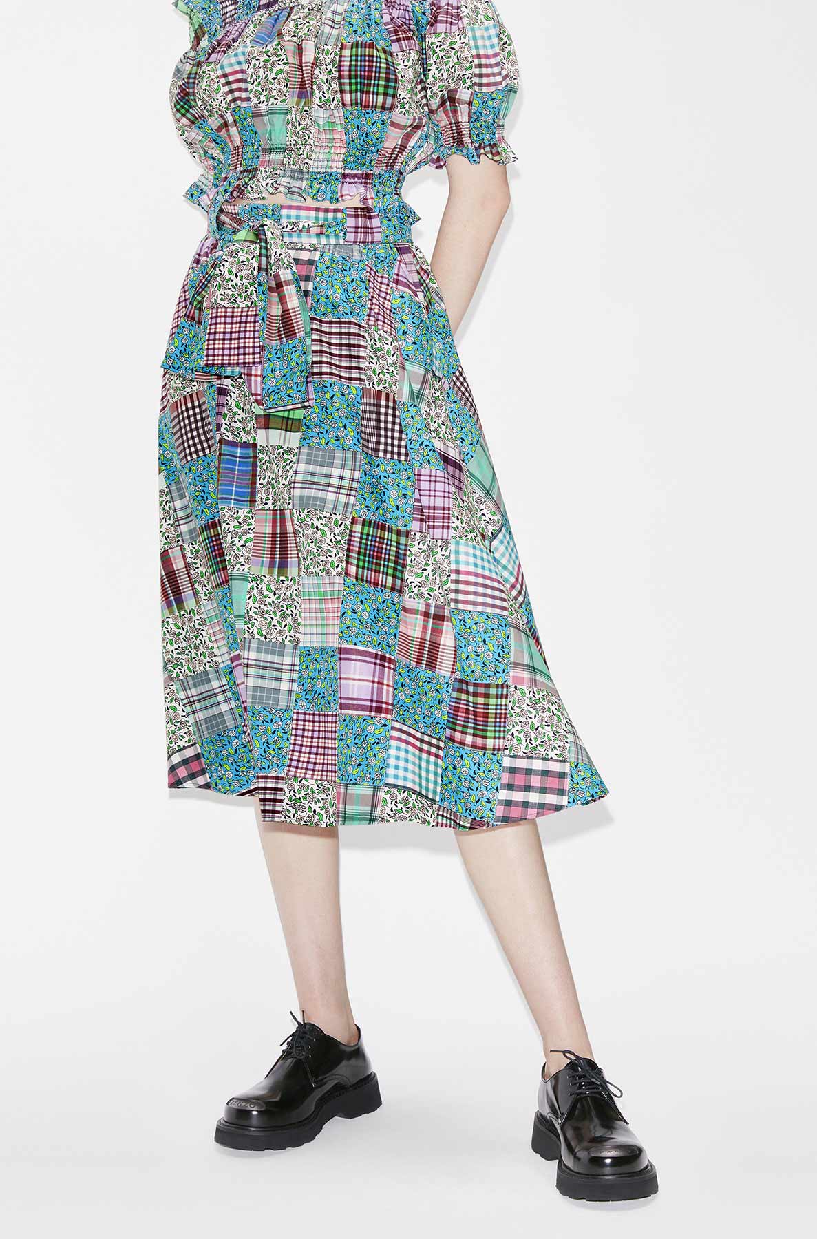 Jupe midi patchwork - Multicolor