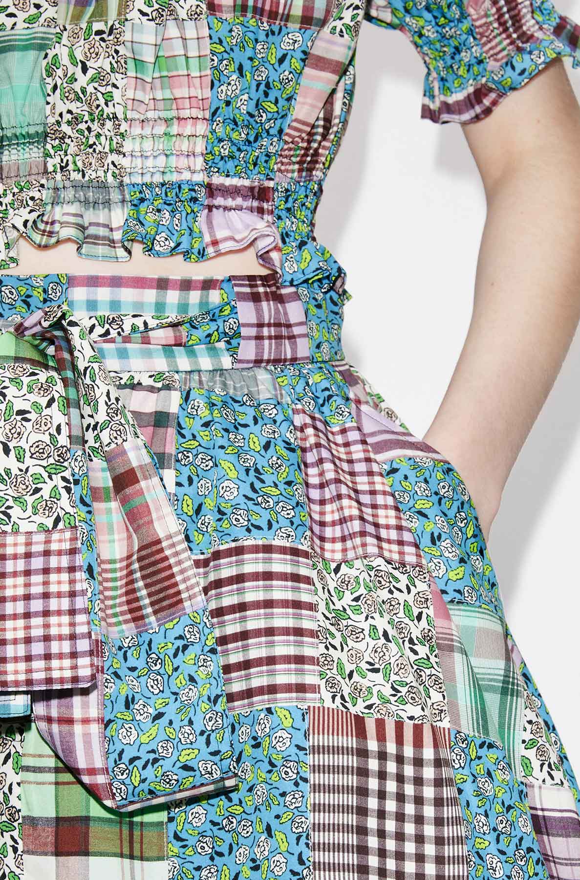Jupe midi patchwork - Multicolor