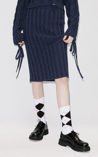 Jupe midi à lacets - Midnight Blue