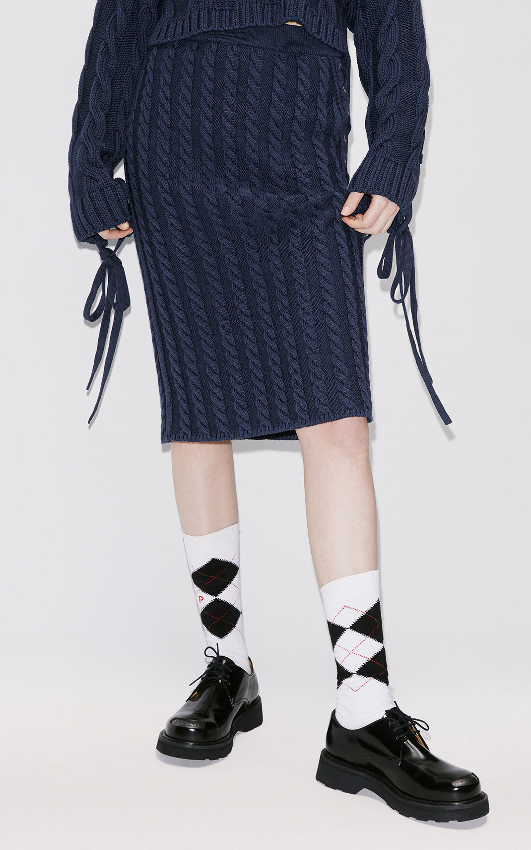 Jupe midi à lacets - Midnight Blue
