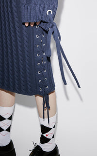 Jupe midi à lacets - Midnight Blue