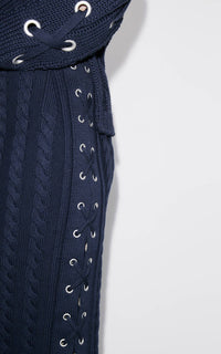 Jupe midi à lacets - Midnight Blue