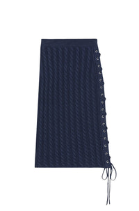 Jupe midi à lacets - Midnight Blue