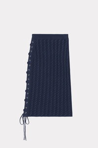 Jupe midi à lacets - Midnight Blue
