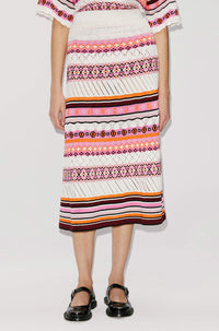 Jupe midi Fairisle - Rose