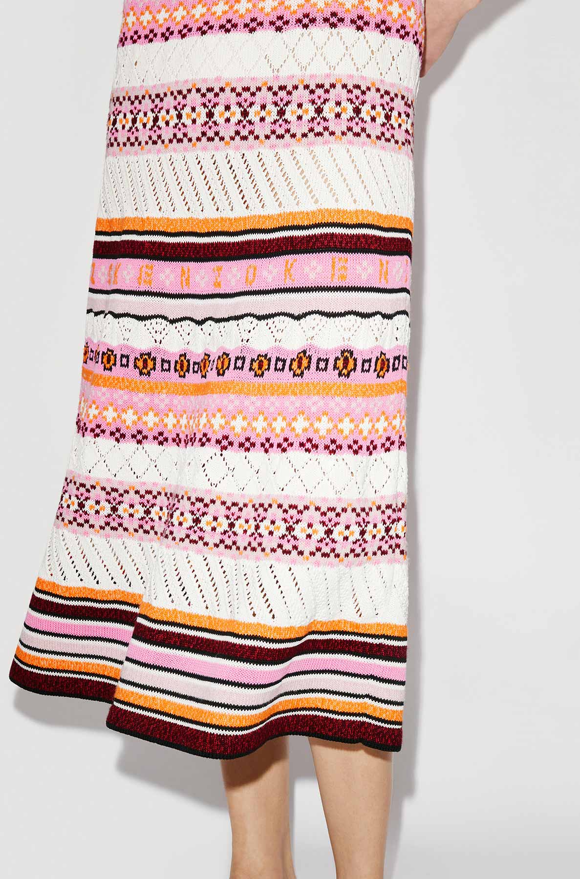 Jupe midi Fairisle - Rose