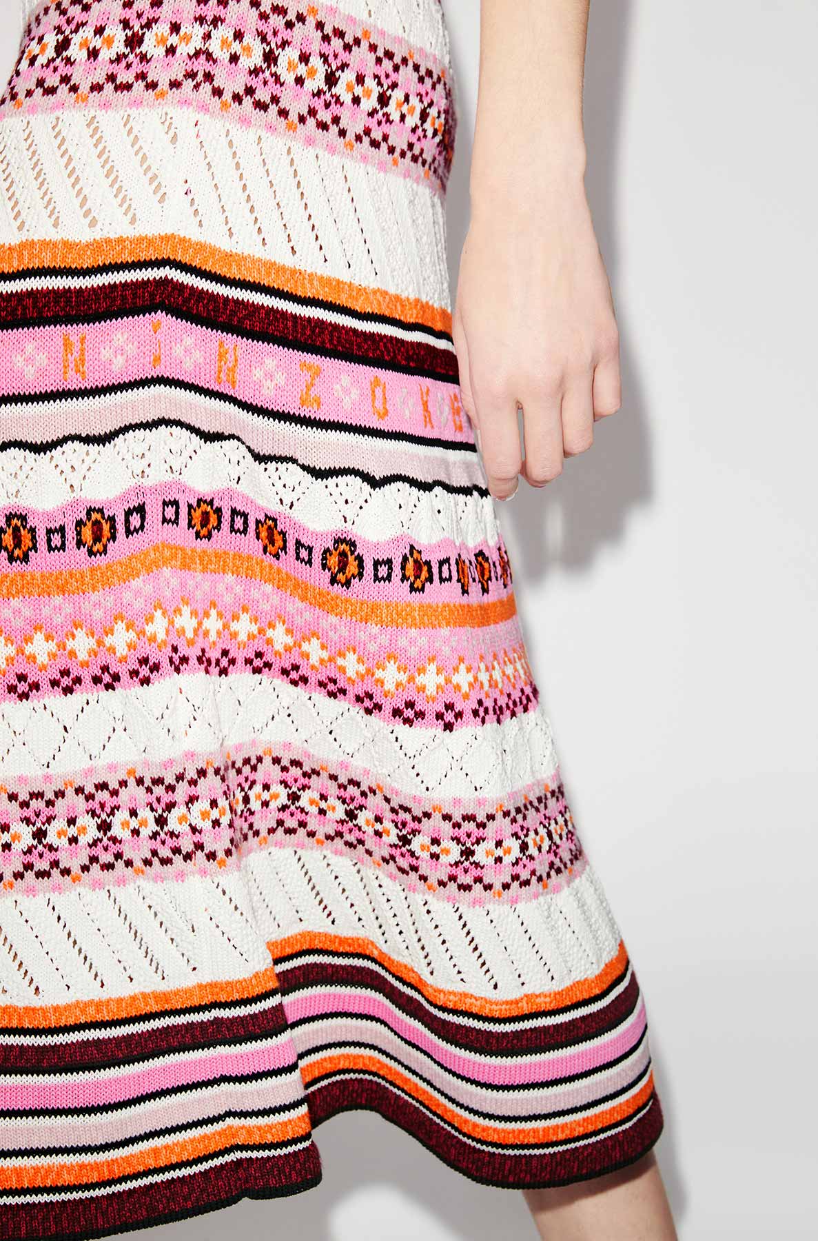 Jupe midi Fairisle - Rose