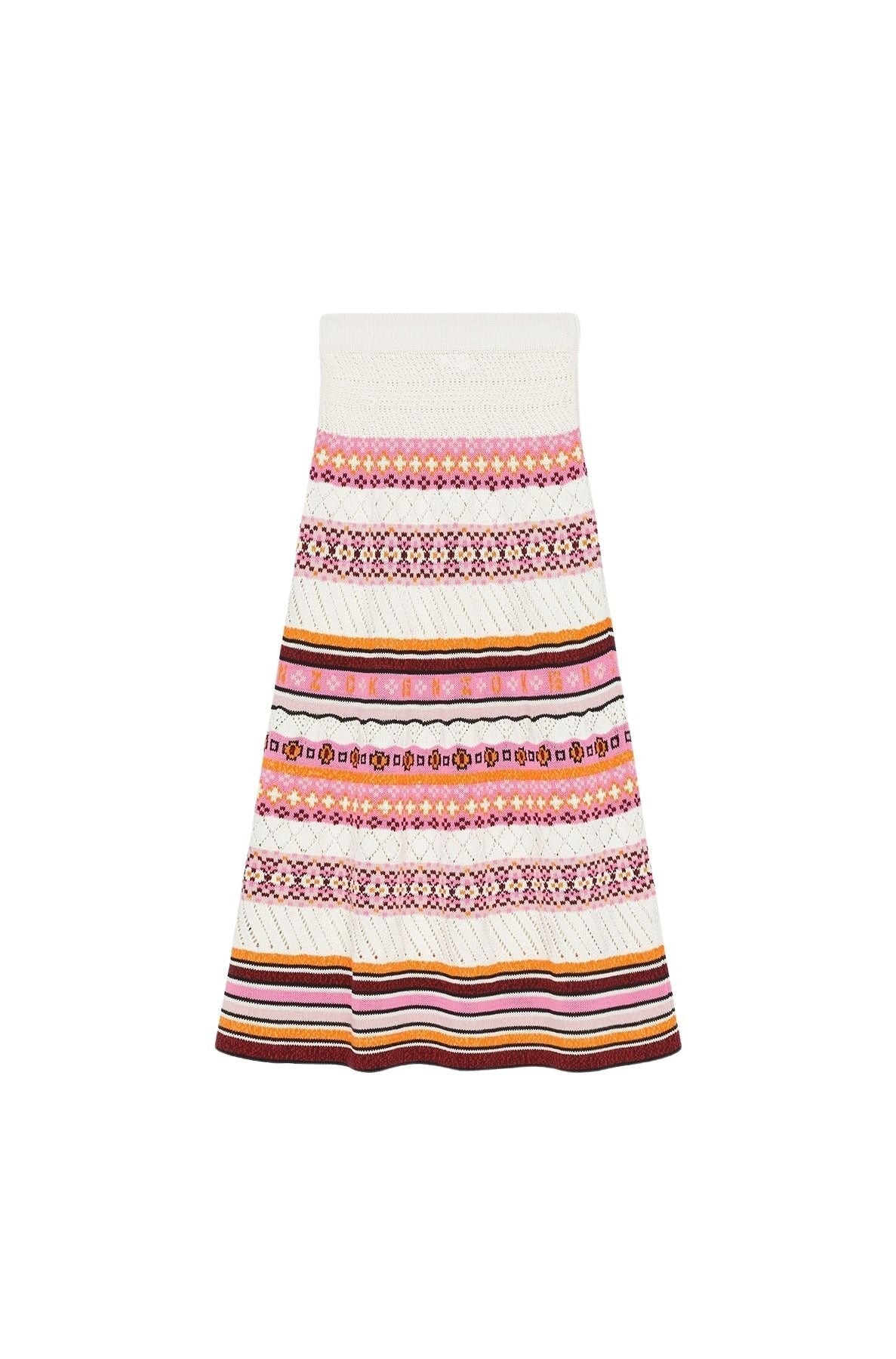 Jupe midi Fairisle - Rose