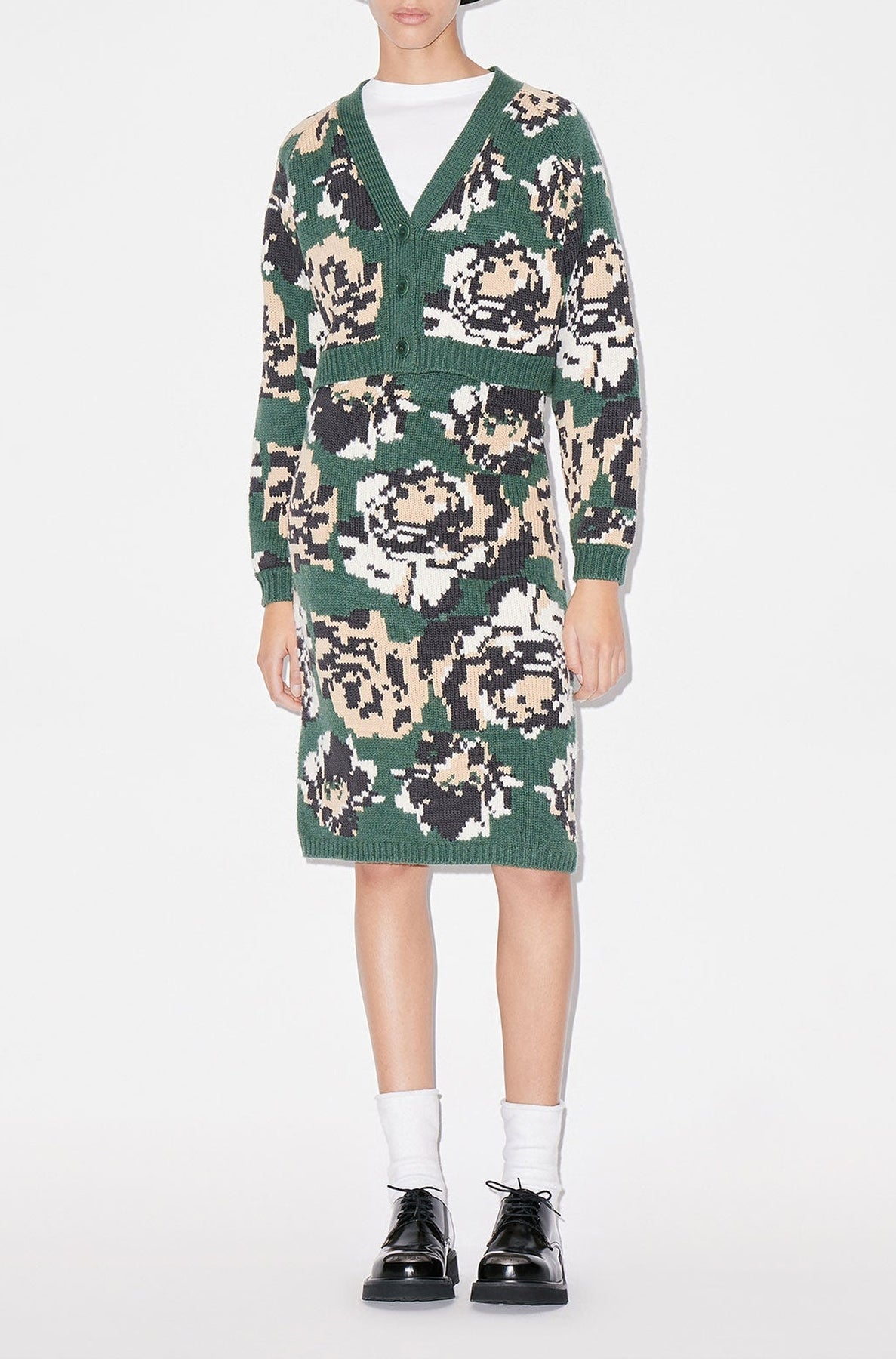 Pixel Flowers Midi Skirt
