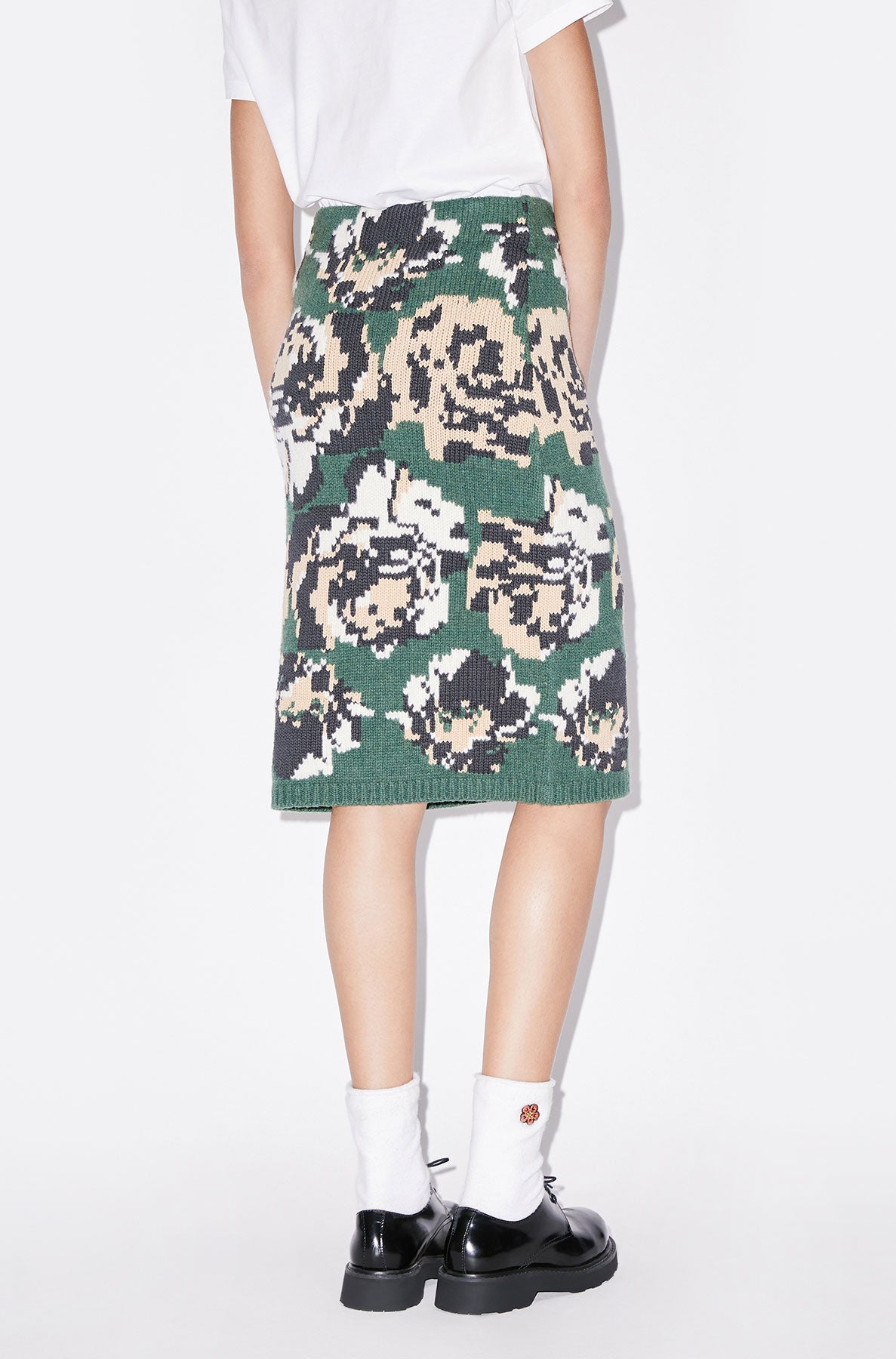 Pixel Flowers Midi Skirt