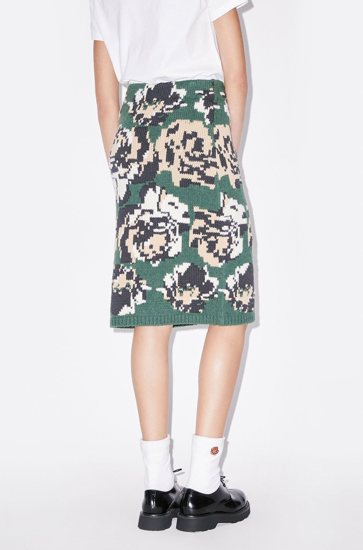 Pixel Flowers Midi Skirt