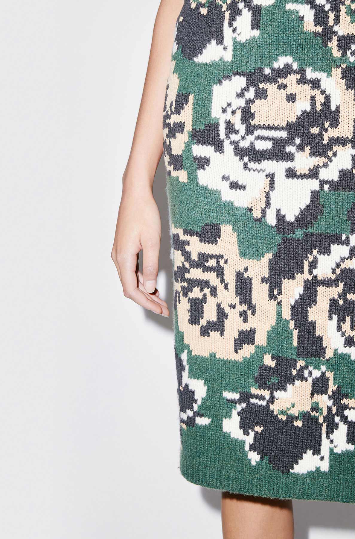 Pixel Flowers Midi Skirt