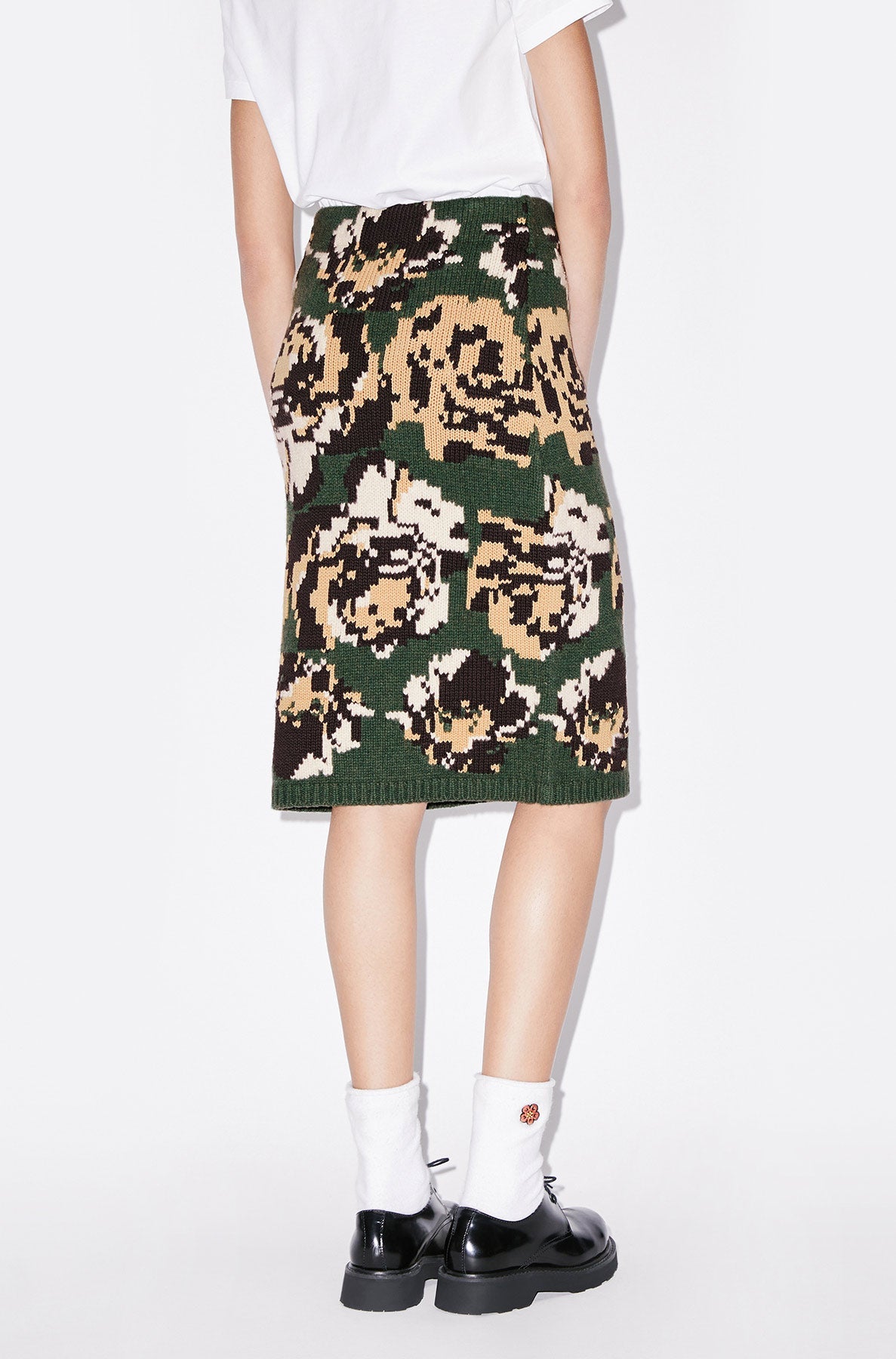 Pixel Flowers Midi Skirt