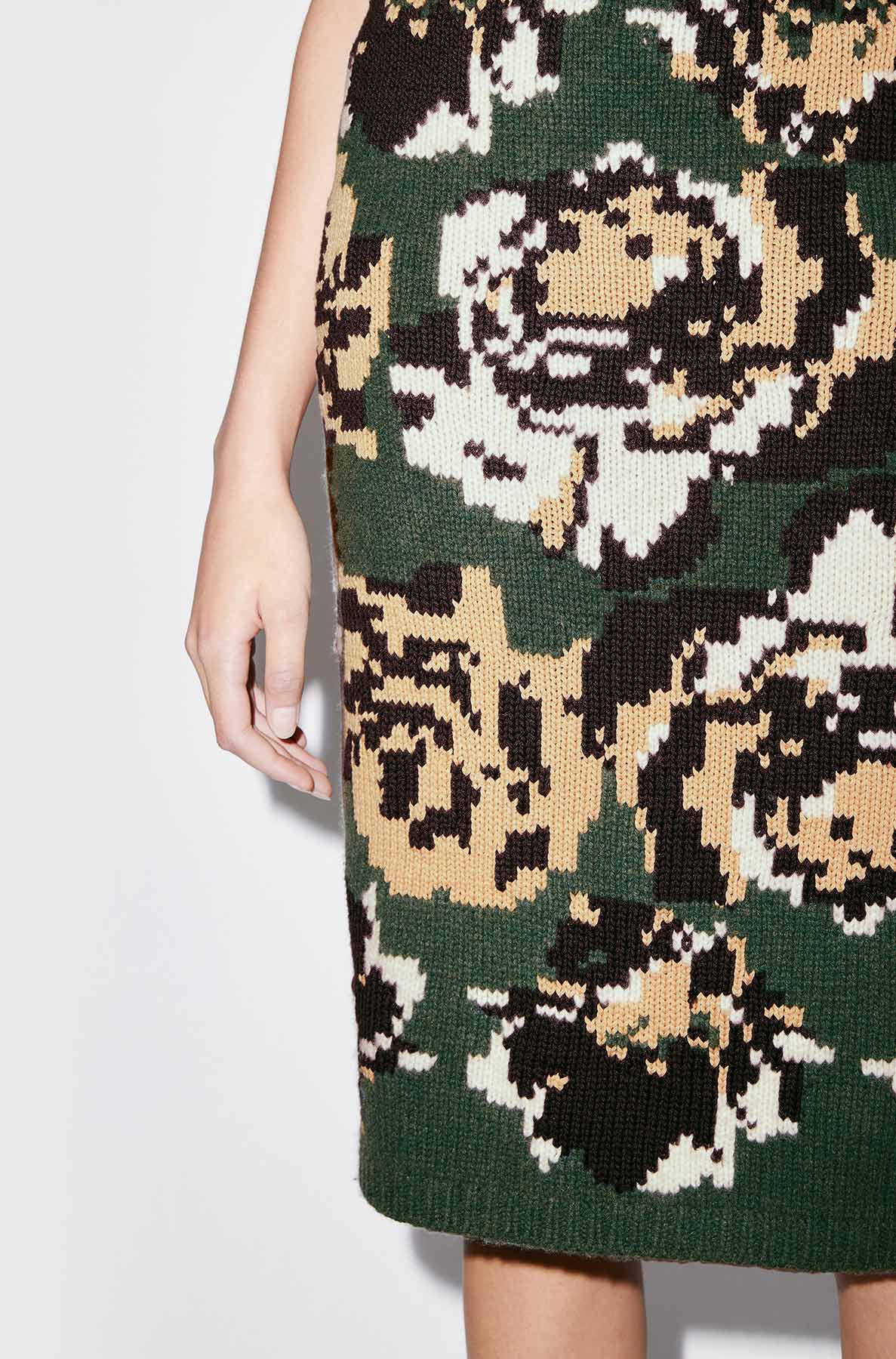 Pixel Flowers Midi Skirt