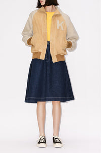Kenzo Elephant" Varsity Jacket in suede leather - Cognac