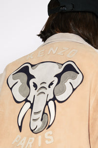 Kenzo Elephant" Varsity Jacket in suede leather - Cognac