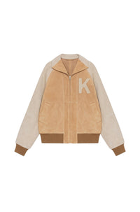 Kenzo Elephant" Varsity Jacket in suede leather - Cognac