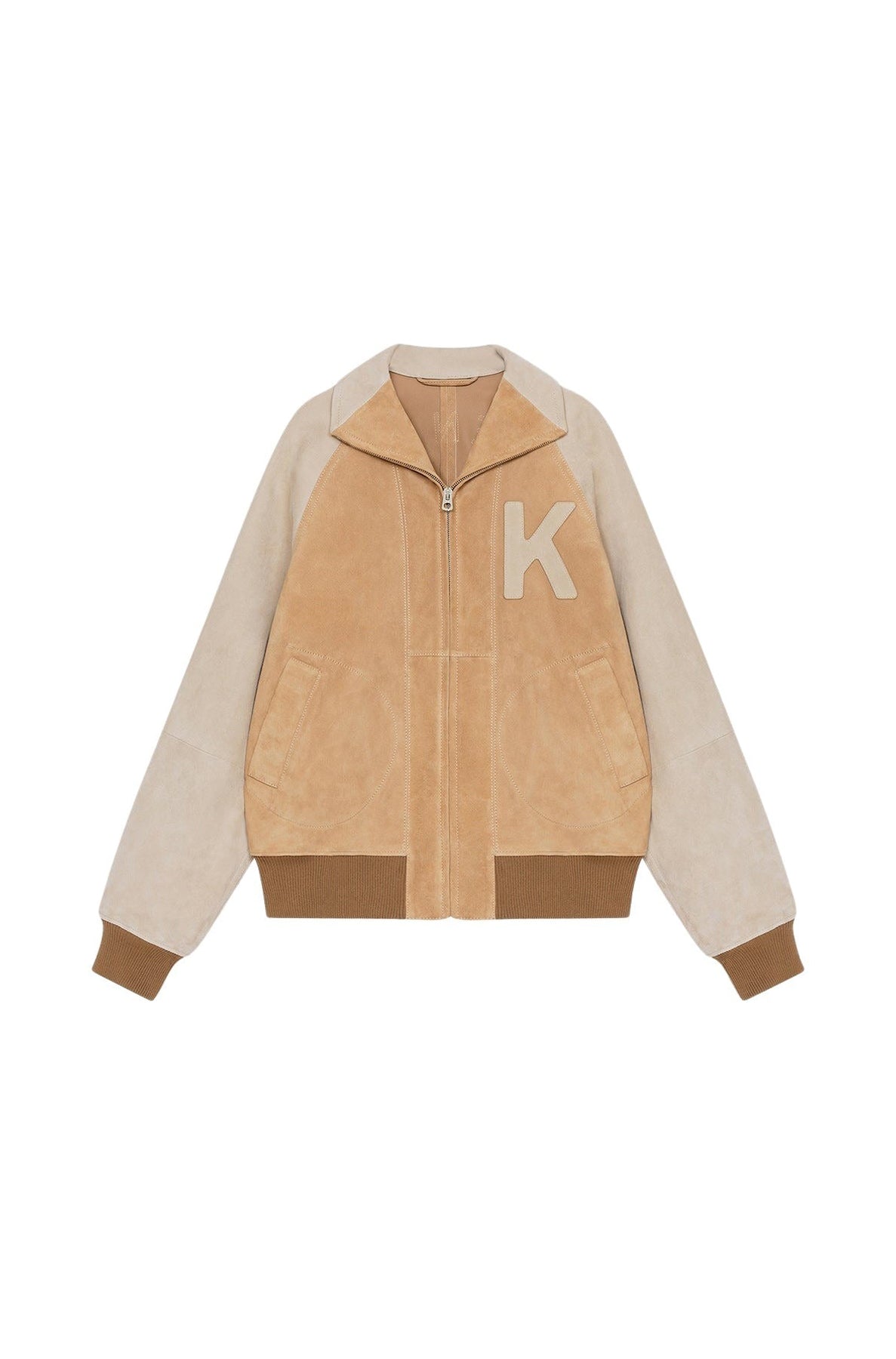 Kenzo Elephant" Varsity Jacket in suede leather - Cognac