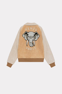 Kenzo Elephant" Varsity Jacket in suede leather - Cognac