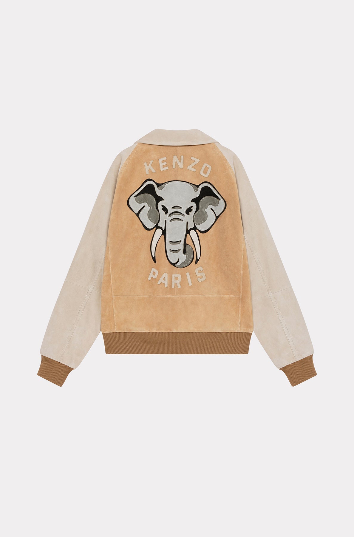 Kenzo Elephant" Varsity Jacket in suede leather - Cognac
