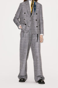 Pantalon de tailleur Wavy Check à poches - Black