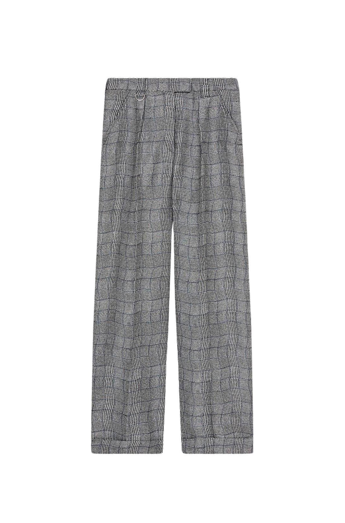 Pantalon de tailleur Wavy Check à poches - Black