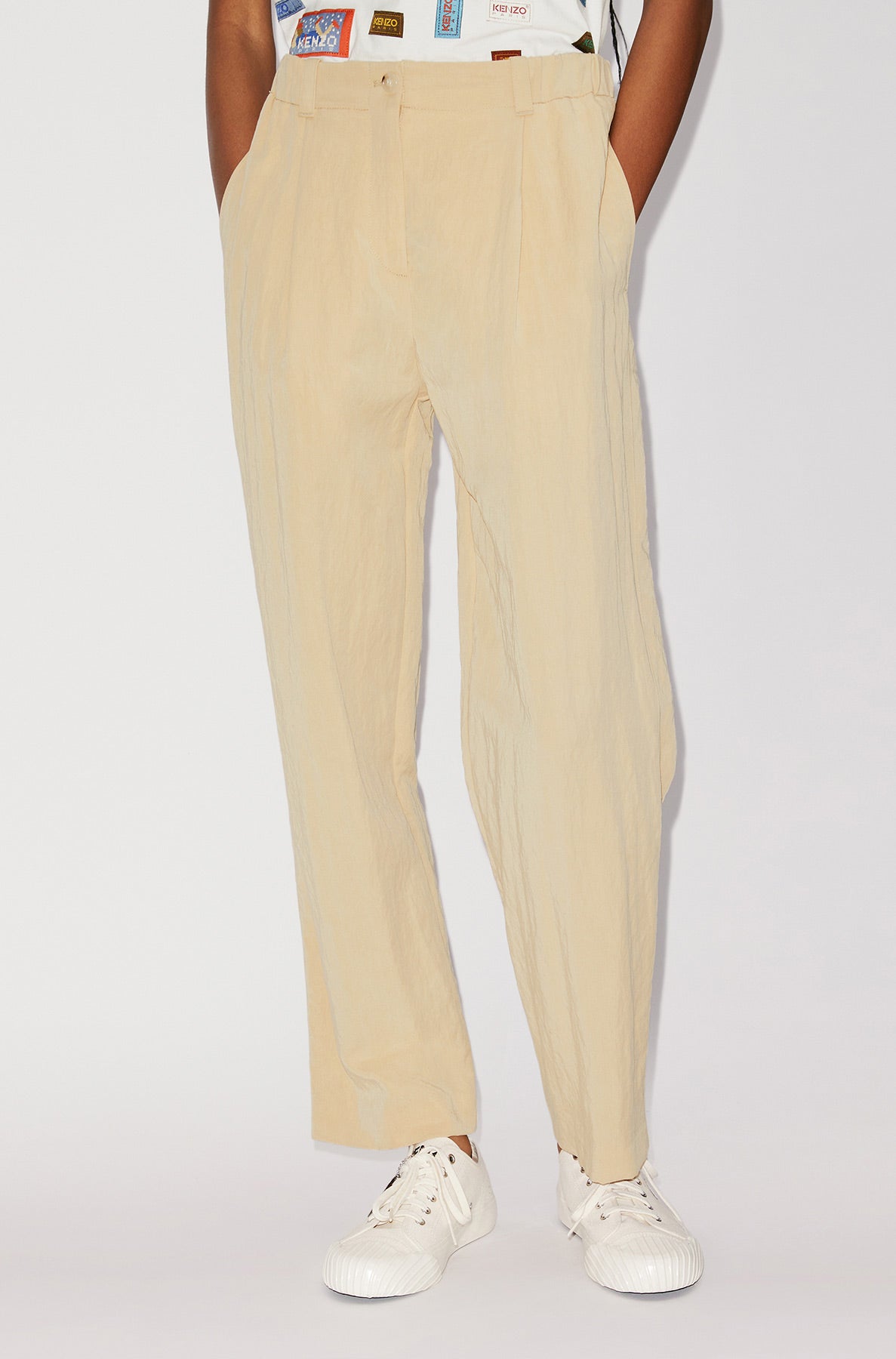 Pantalon de tailleur élastiqué - Beige