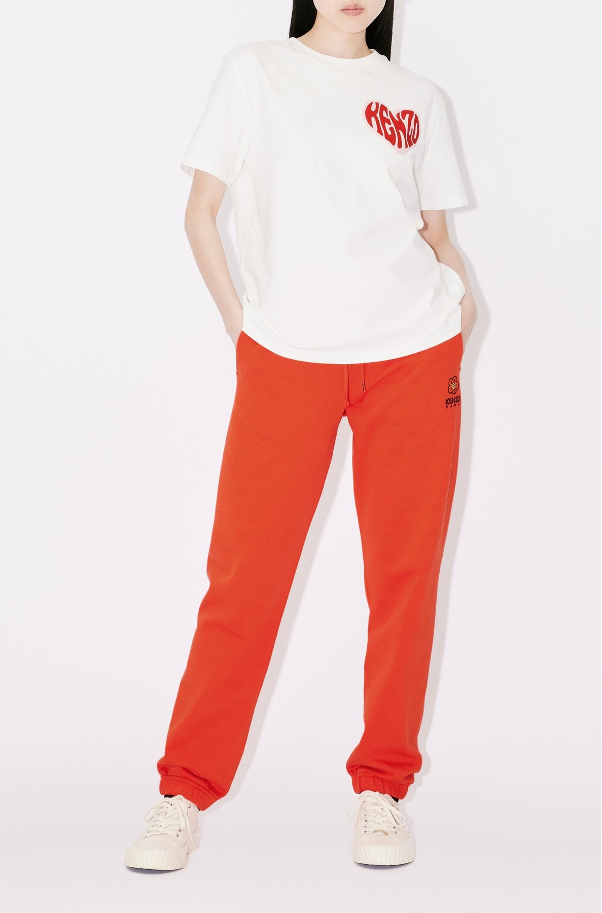 Pantalon de jogging brodé "Boke Flower" - Medium Red