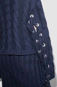 Cropped lace-up jumper - Midnight Blue
