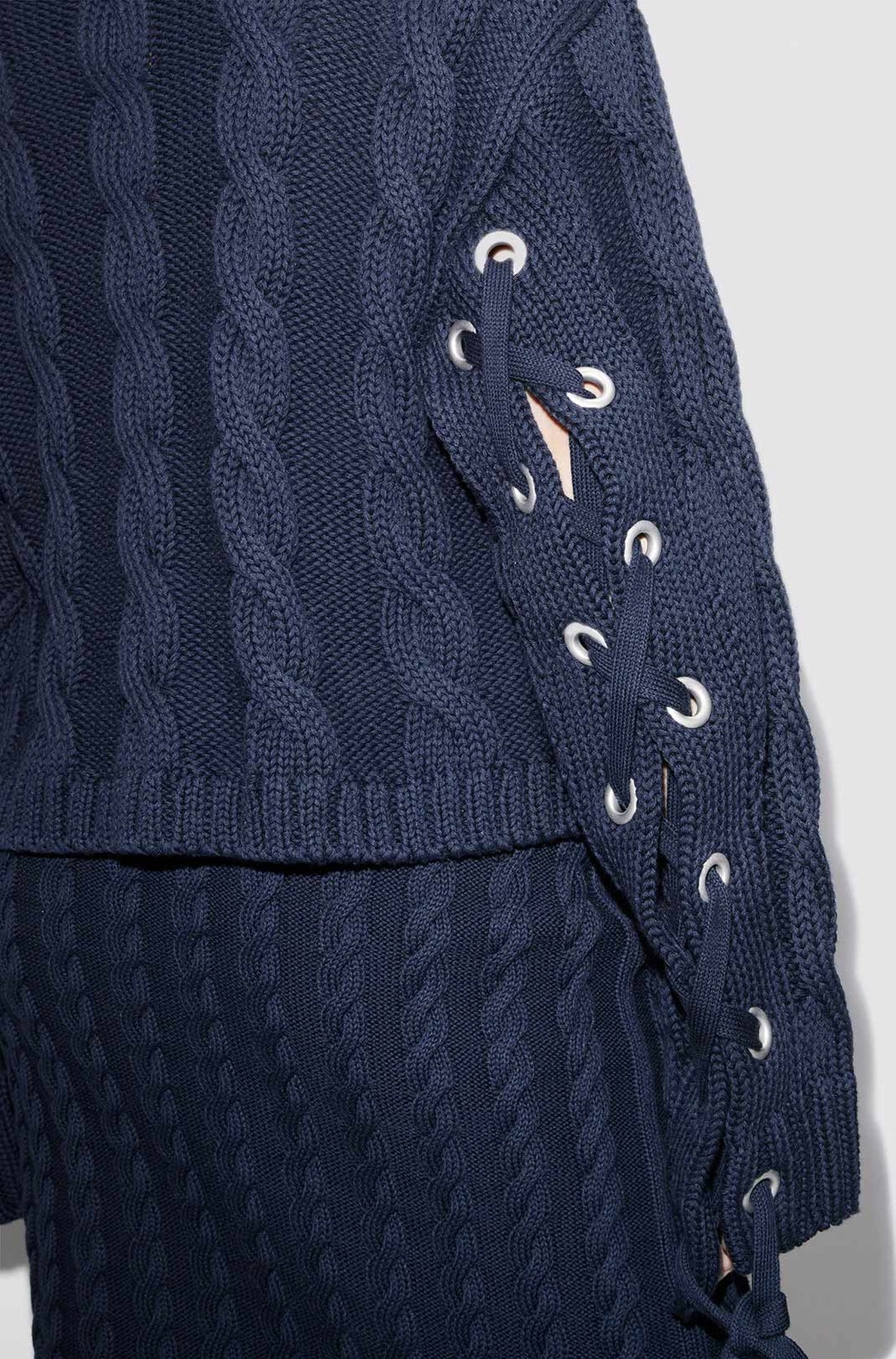 Cropped lace-up jumper - Midnight Blue