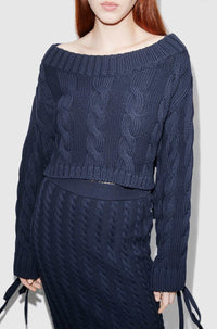 Cropped lace-up jumper - Midnight Blue