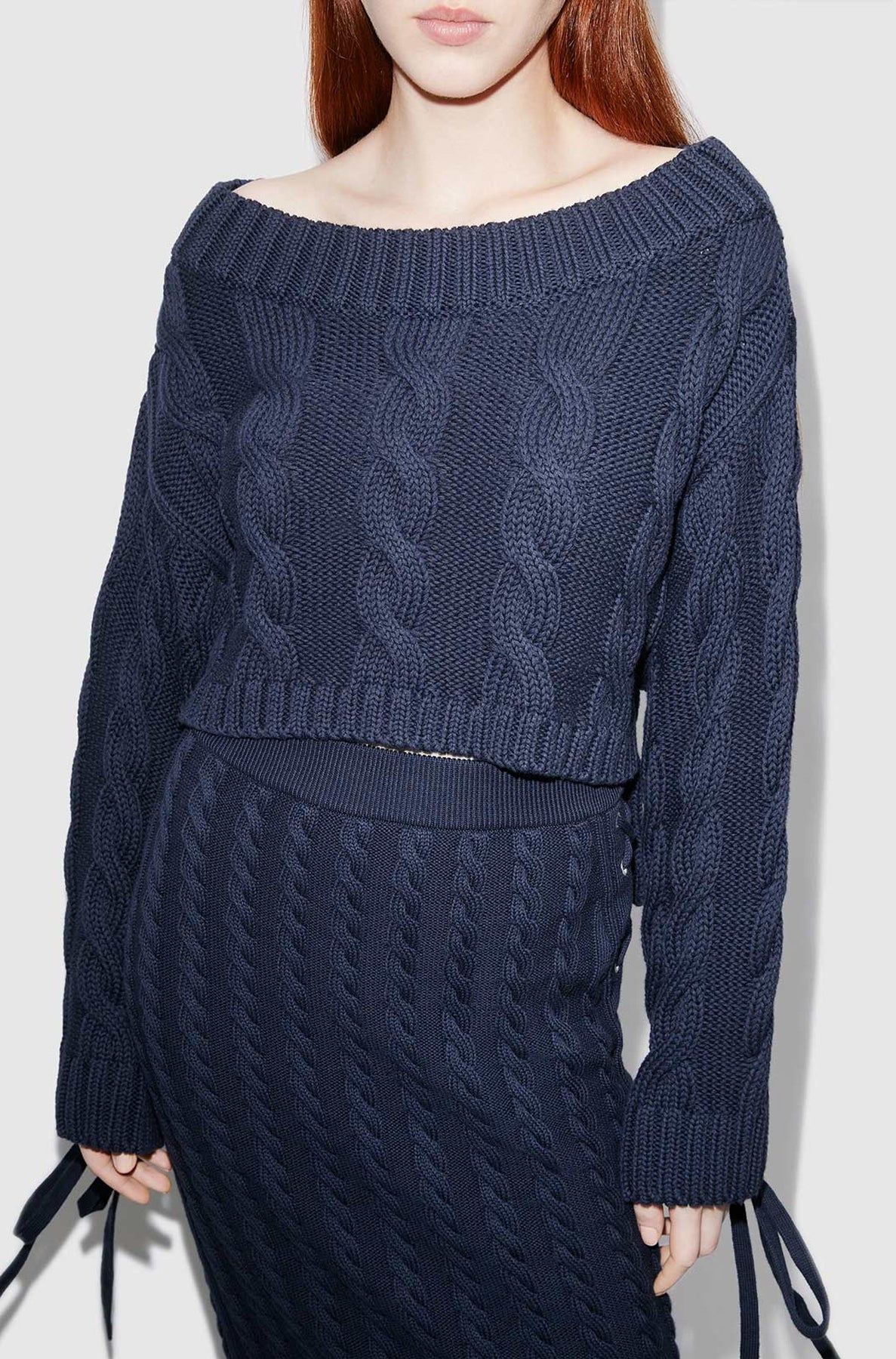 Cropped lace-up jumper - Midnight Blue