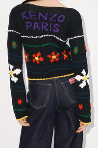 Kenzo Pixel Cropped Sweater - Black