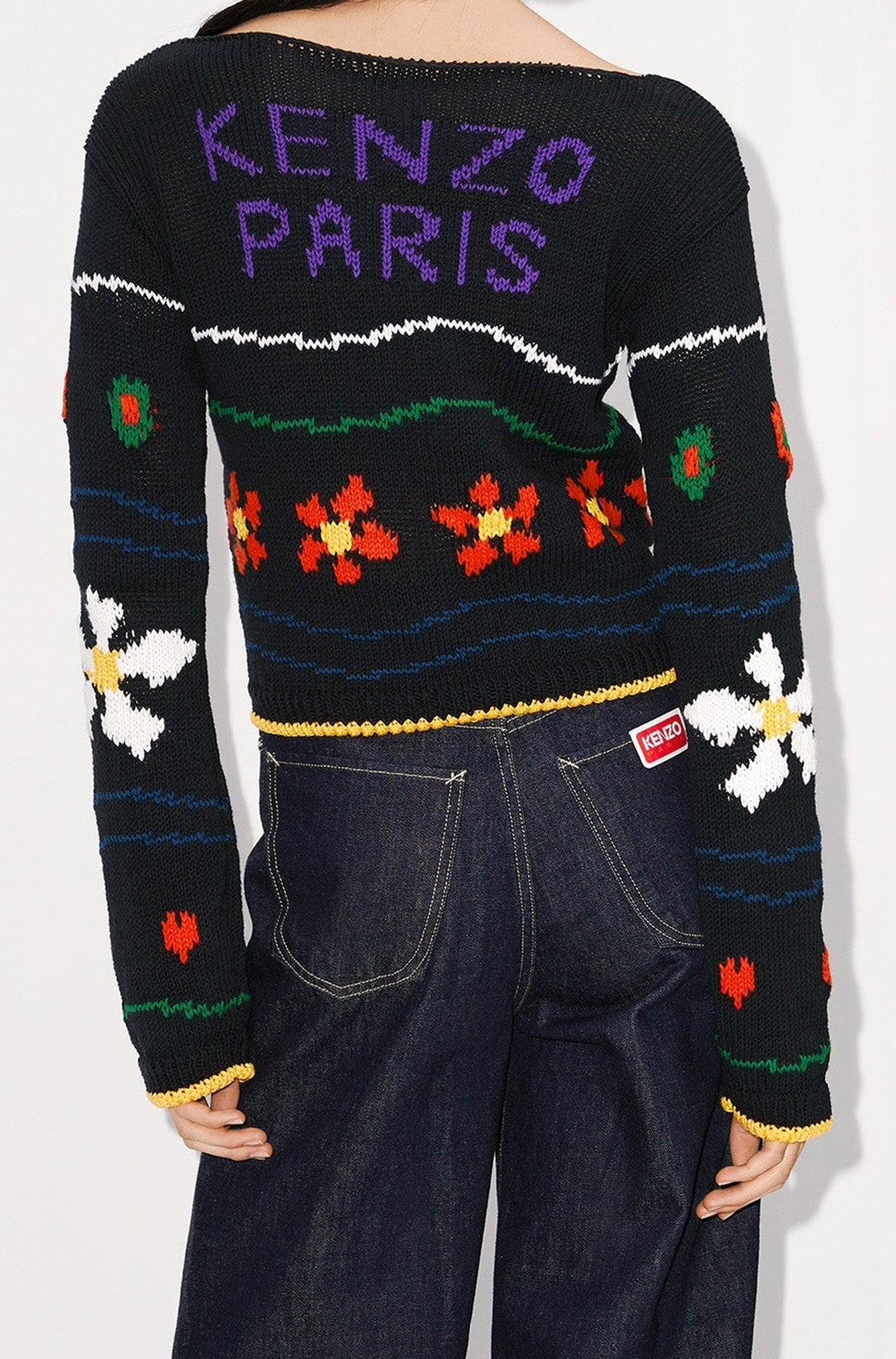 Kenzo Pixel Cropped Sweater - Black