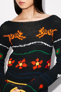 Kenzo Pixel Cropped Sweater - Black