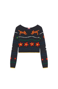 Kenzo Pixel Cropped Sweater - Black